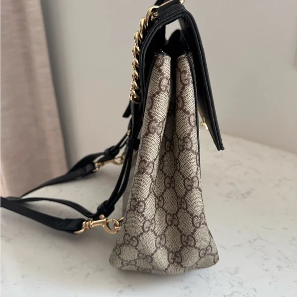 Inspired Black and Tan Backpack with Monogram Design - Picture 12 of 13